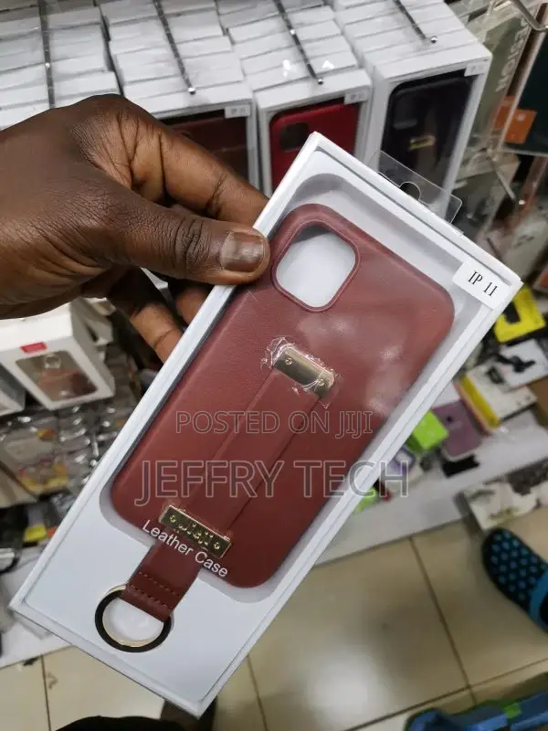 Leather Brown Kickstand Strap Back Case for iPhone 11