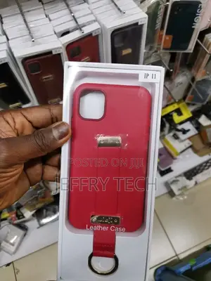 iPhone 11 Leather With Wristband Strap Hand Holder Ring Kick