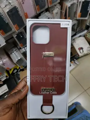 Leather iPhone 13 Pro Max Case With Wristband Strap, Brown