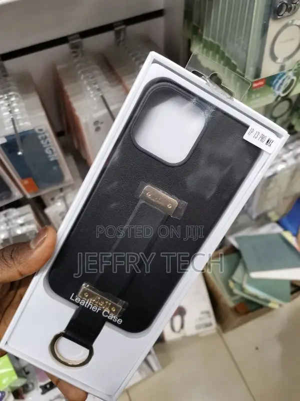 Leather Phone Case for iPhone 13 Pro Max Wristband Strap Rin