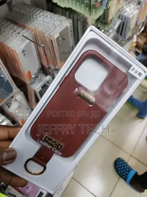 iPhone 14 Pro Shockproof Leather Phone Case With Wrist Strap