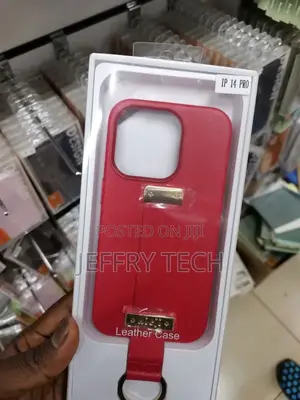 iPhone 14 Pro Leather Phone Case With Wrist Strap RED