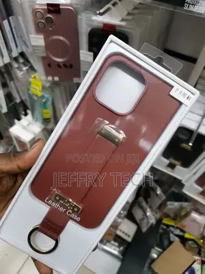 Leather Finger Loop Case for iPhone 14 PRO Max Brown
