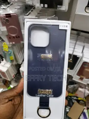 Leather Blue Handle Strap Case for iPhone 14 Pro Max