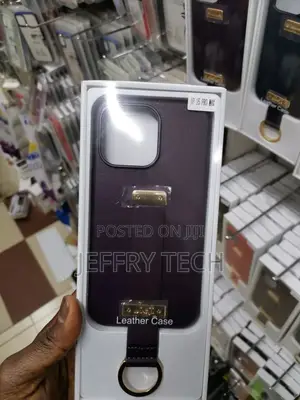 iPhone 15 Pro Max Case Leather Wristband Holder Purple