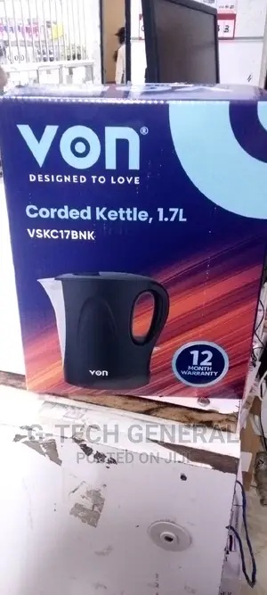 Von Hotpoint 1.7l Corded Electric Kettle -black