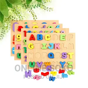Wooden Puzzle Alphabet Letters Numbers Early Educational Toy