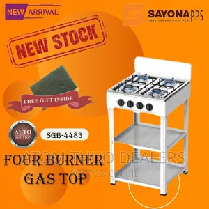 Four Gas Burner Sayona Standing Cooker With Shelves