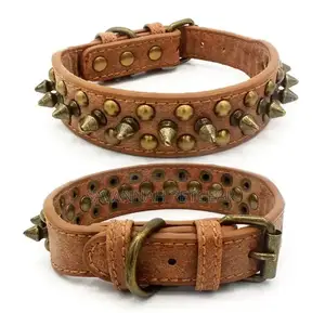 PU Leather Spiked Studded Dog Collar for Pitbull Labrador