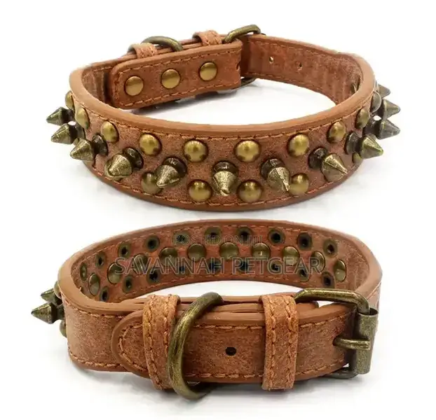 PU Leather Spiked Studded Dog Collar for Pitbull Labrador