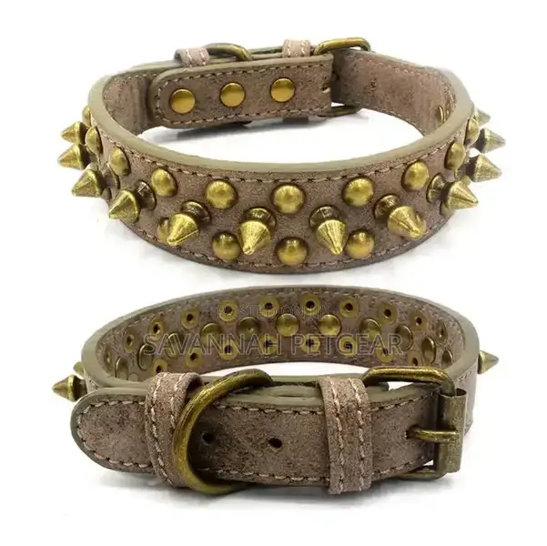 PU Leather Spiked Studded Dog Collar for Pitbull Labrador