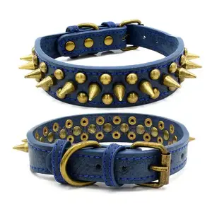 PU Leather Spiked Studded Dog Collar for Pitbull Labrador