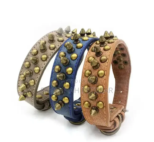 PU Leather Spiked Studded Dog Collar for Pitbull Labrador