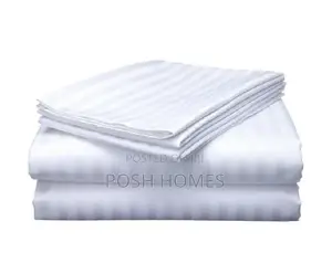 White Luxury Cotton Stripped Bedsheets