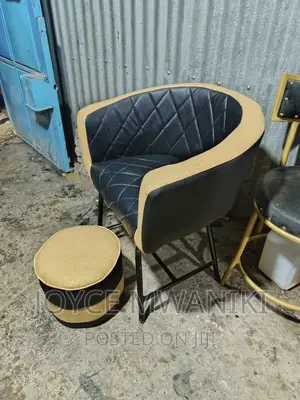 Pedicure Seat, Gold Black and a Poof.