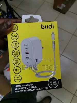 Budi Home Charger With USB-C Cable / Lightning Micro Adapt
