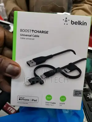 Belkin 3-in-1 Universal USB-A Cable - USB-C Cable, Lightning