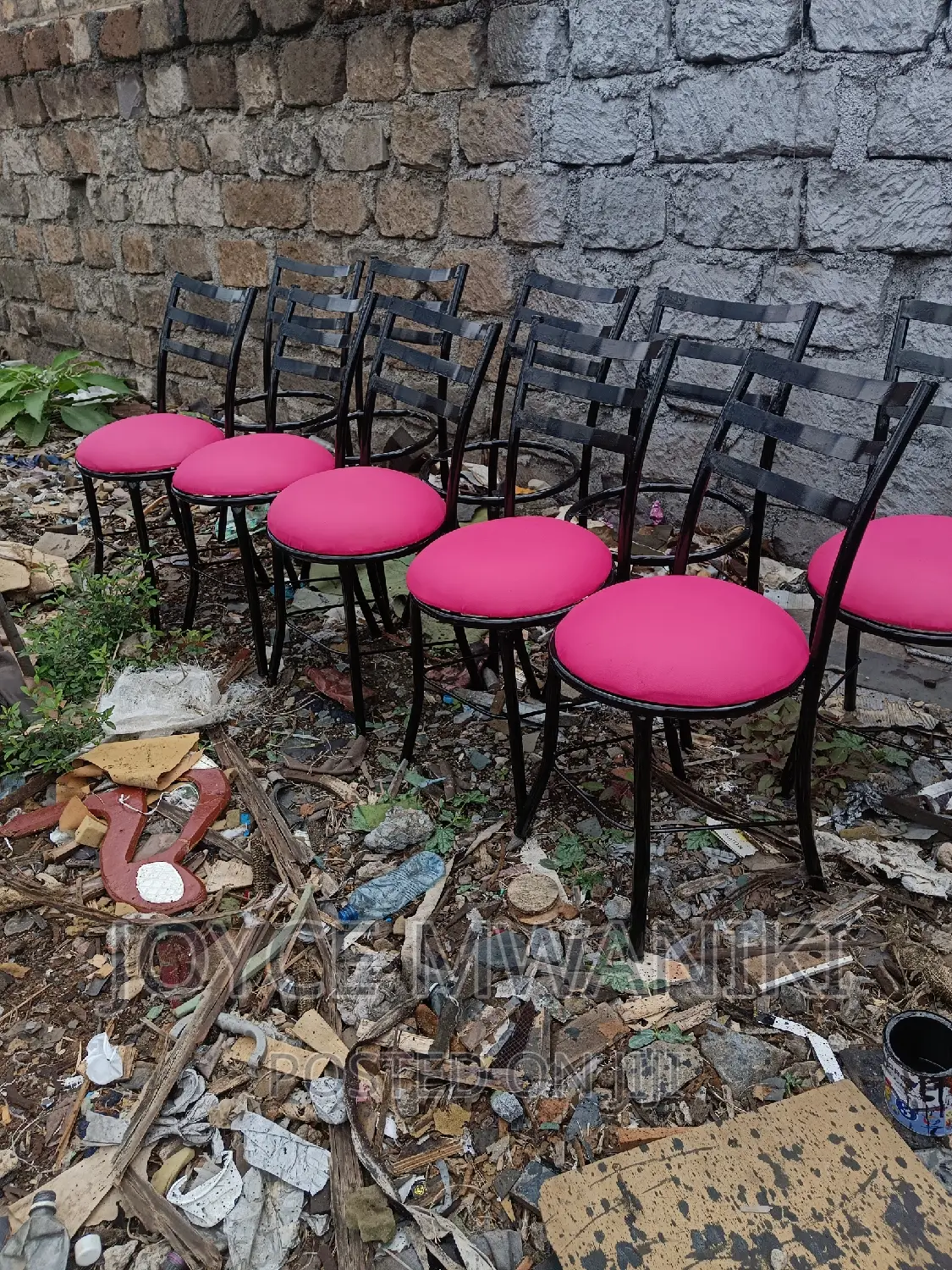 Restaurant Flat Chairs, Pink and Black.
