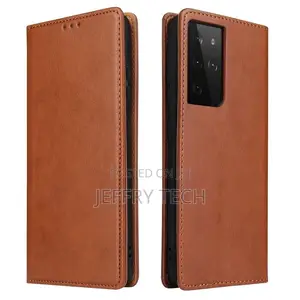 For Samsung Galaxy S21 Ultra 5G Leather Case (Brown)