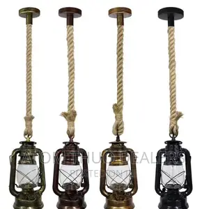 American Retro Country Hemp Rope Pendant Light With Bulb