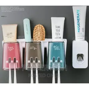 3 in 1 Multifunctional Brush Holder Paste Dispenser , Cups