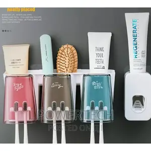 3 in 1 Toothbrush Holder,Toothpaste Dispenser With Cups
 