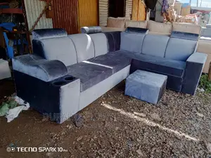 L Shape Grey With Headrest