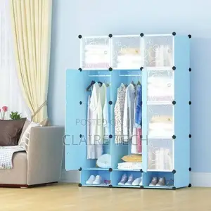 Portable Heavy Duty 3 Column Plastic Wardrobe
