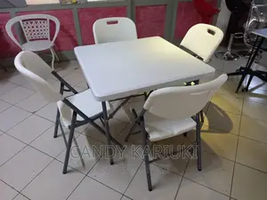 White Foldable Table Set With 4 Chairs