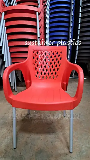 Red Plastic Chairs With Silver Metal Legs