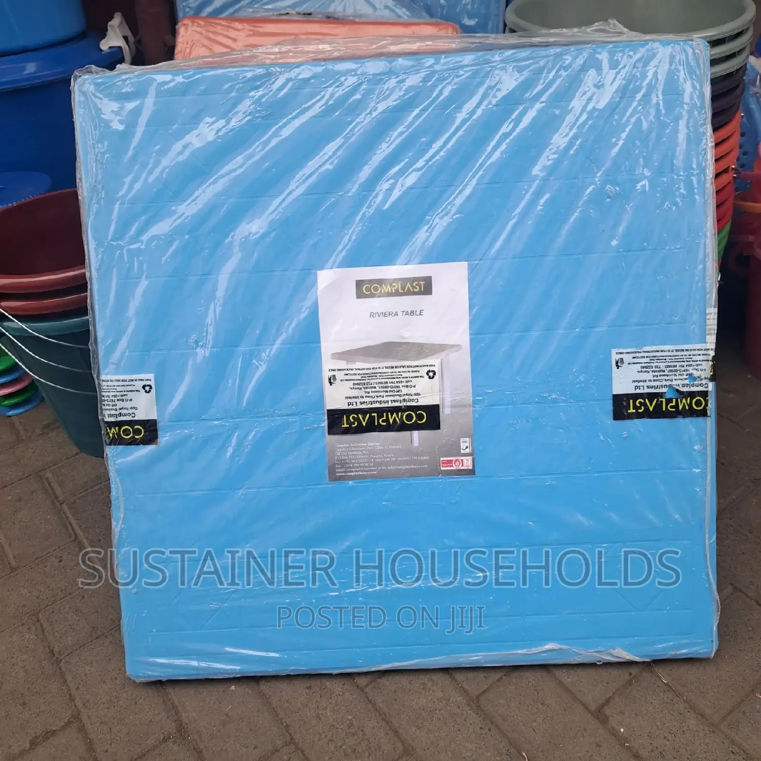Blue Square Plastic Table With Plastic Legs