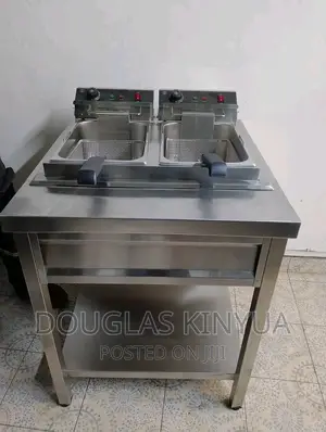 Commercial Stainless Steel Double Deep Fryer.