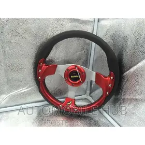 Red and Black Momo Steering Wheel Universal Fit
