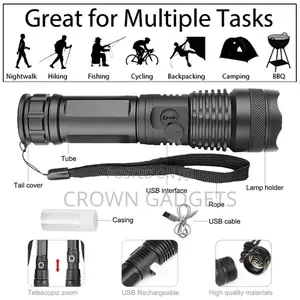 Most Powerful Flashlight 5 Modes Usb Zoom Led Torch Aluminiu