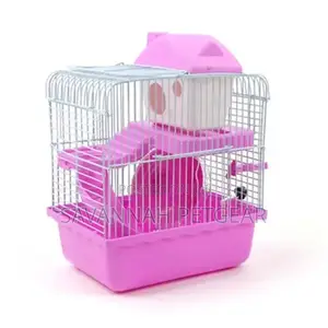 Hamster Cage Double Layer House Hamster Pet With Slides-Pink