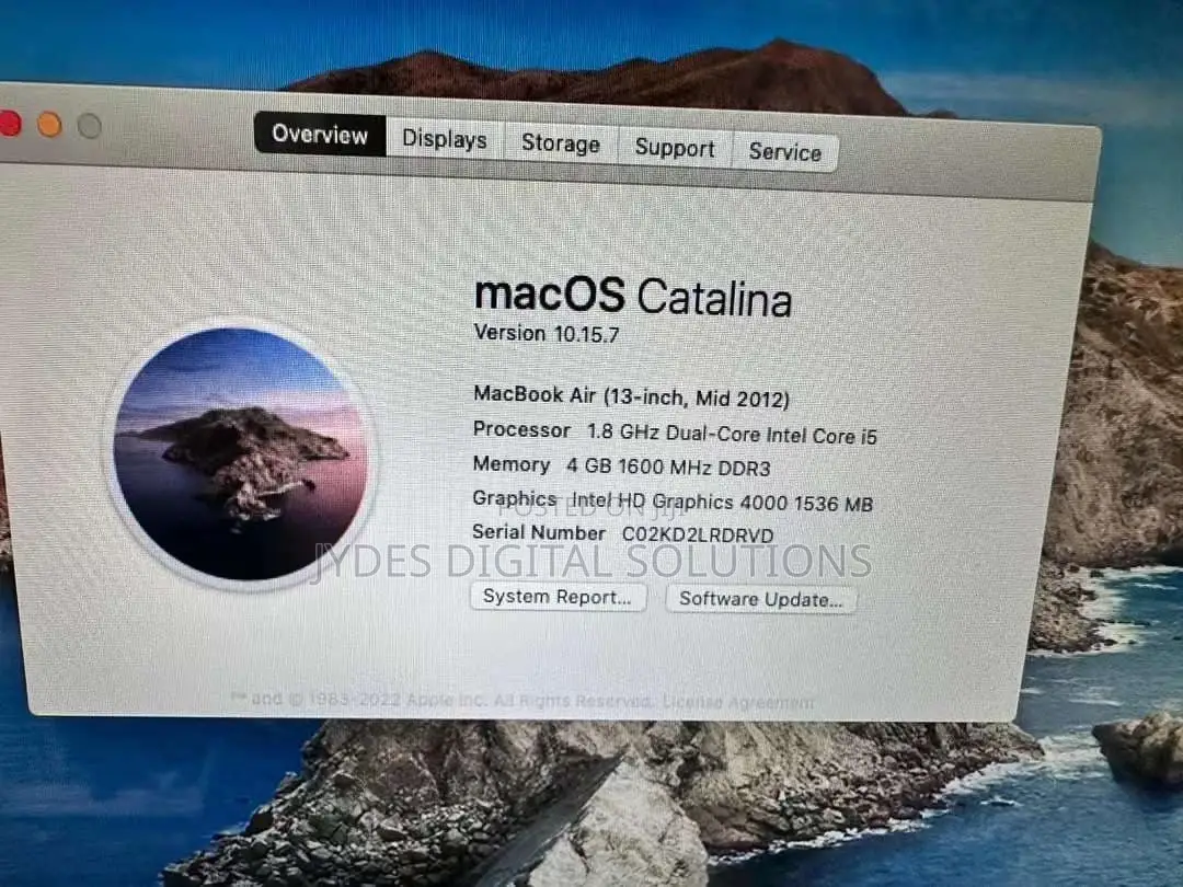 Laptop Apple MacBook Air 2012 4GB Intel Core I5 SSD 256GB