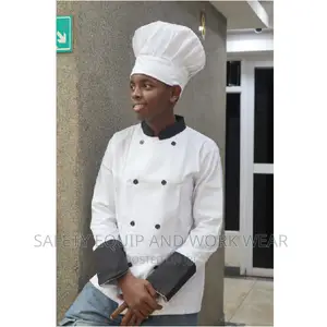 White Chef Jacket With Black Piping