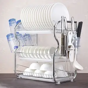 3 Tier Stainless Steel Dish Rack Drainer