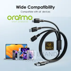 Oraimo Charger Cable 3 in One, Lightning, Type C, Micro USB