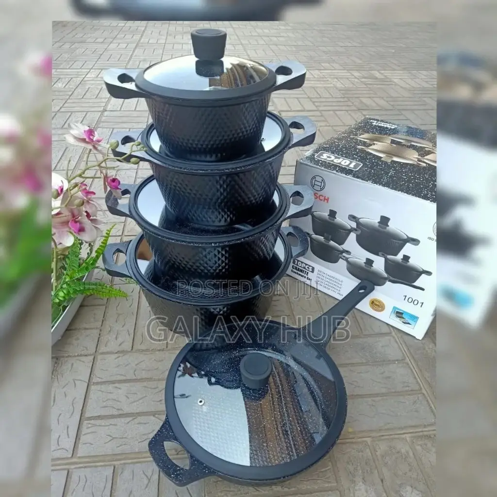 Black Bosch 11pc Cookware With Silicone Lid Covers