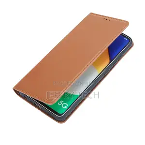 Leather Flip Wallet Back Cover Case for Oppo A58 5G - Brown