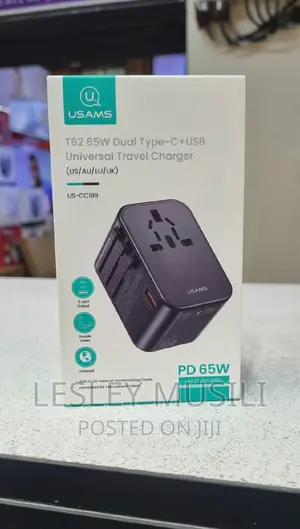 Usams
T62 65W Dual Type-C+Usb
Universal Travel Charger