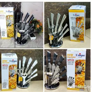 UNIQUE Stainless Steel 9 Knife Set,.