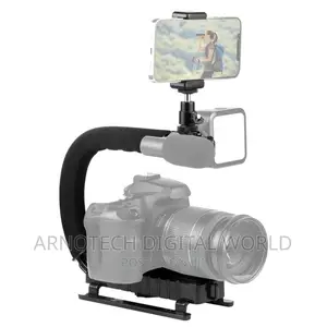 Camera Gimbal Stabilizer With Led Studio Video Light Microph