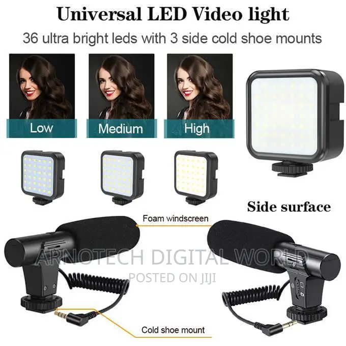Camera Gimbal Stabilizer With Led Studio Video Light Microph