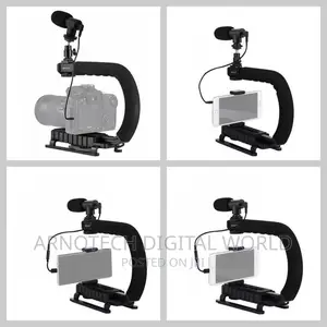 Camera Gimbal Stabilizer With Led Studio Video Light Microph