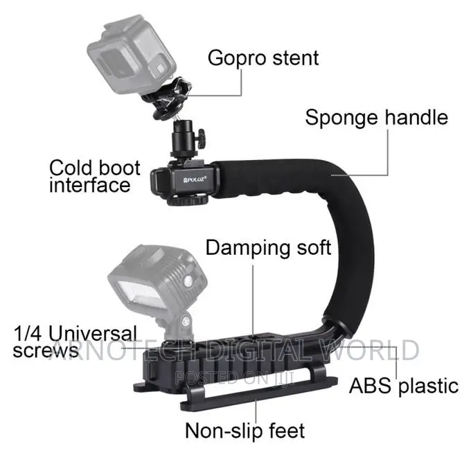 Camera Gimbal Stabilizer With Led Studio Video Light Microph