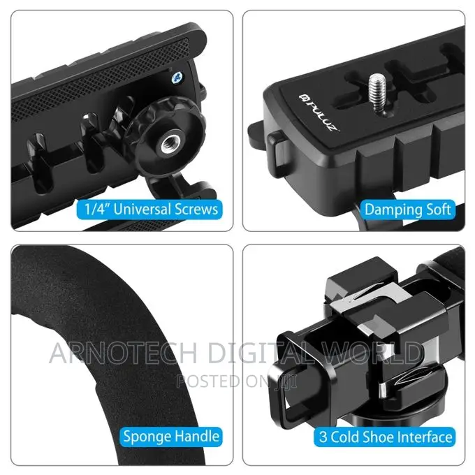 Camera Gimbal Stabilizer With Led Studio Video Light Microph