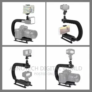 Camera Gimbal Stabilizer With Led Studio Video Light Microph