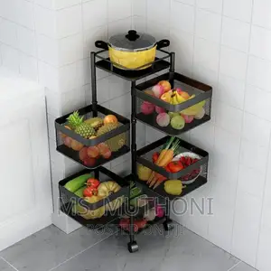 5 Tier Floor Mobile Rotating Storage Rack*